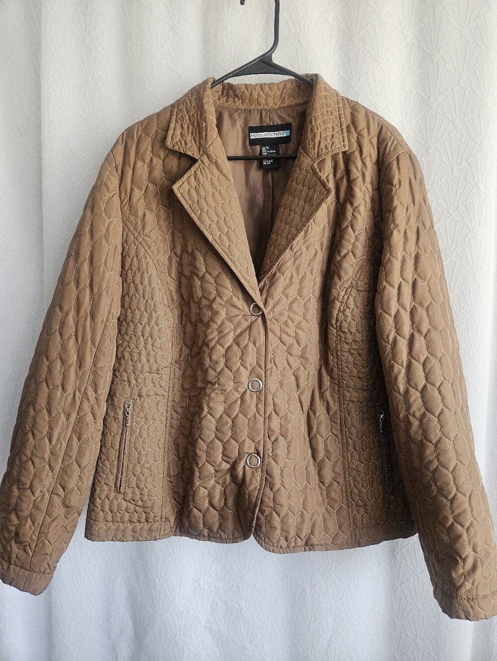 Requirements Brown Jacket Textured geometric Quilted Women's Size XL